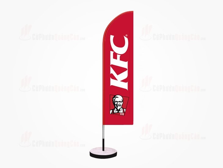 Cờ phướn quảng cáo khung inox đế bê tông bọc thép gà rán KFC